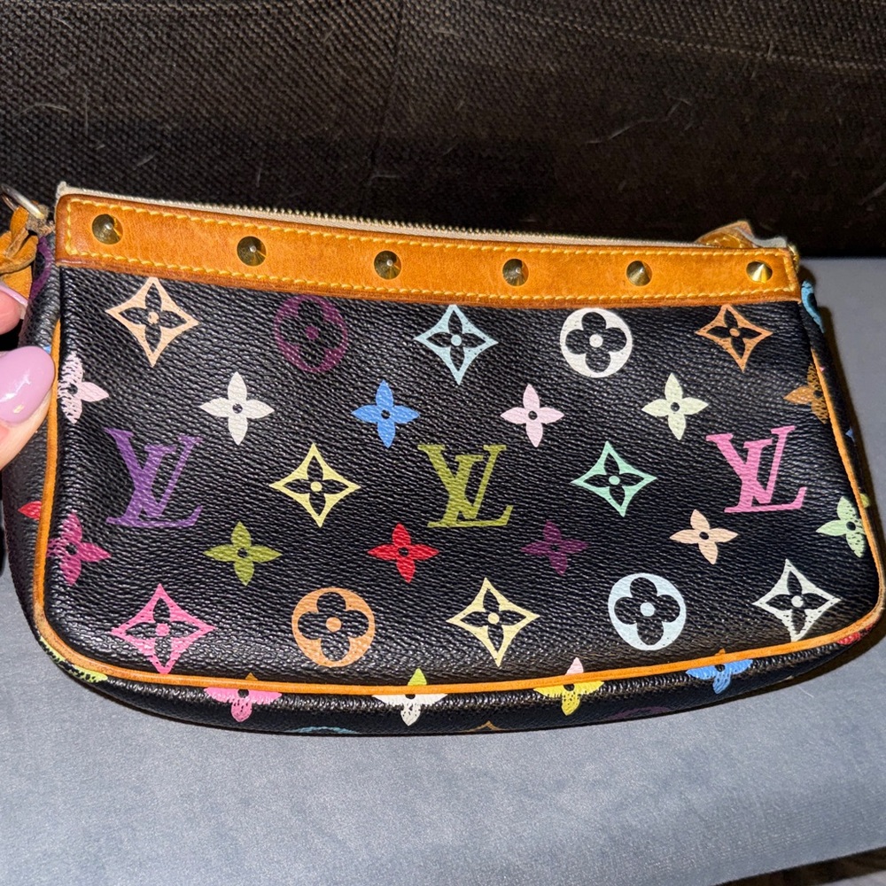 Louis Vuitton Black Multicolor Murakami Monogram Pouchette - Picture 8 of 12